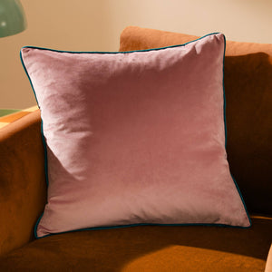 Meridian Velvet Cushion Blush/Teal