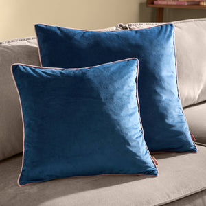 Meridian Velvet Cushion Petrol/Blush