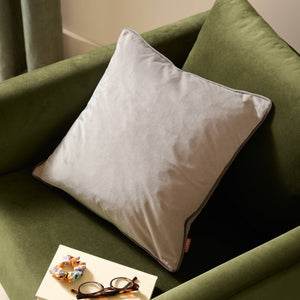 Meridian Velvet Cushion Dove/Charcoal