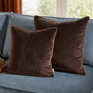 Meridian Velvet Cushion Chocolate/Caramel