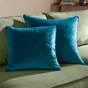 Meridian Velvet Cushion Teal/Navy