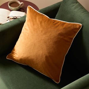 Meridian Velvet Cushion Ginger/Ecru