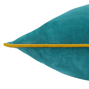 Meridian Velvet Cushion Teal/Ochre