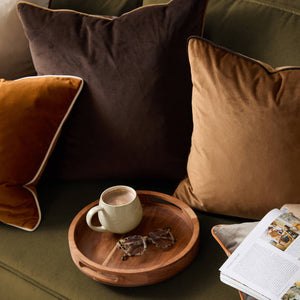 Meridian Velvet Cushion Caramel/Chocolate