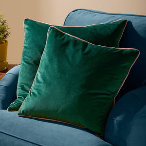 Meridian Velvet Cushion Emerald/Blush