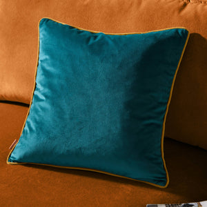 Meridian Velvet Cushion Teal/Ochre