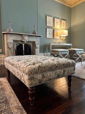 Custom Roberta Ottoman In Blue