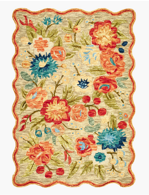 Fairfax Garden Rug (in 2 Colours) Scalloped Edges