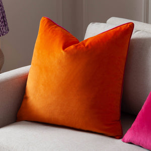 Meridian Velvet Cushion Clementine/Hot Pink