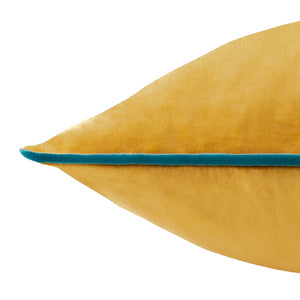 Meridian Velvet Cushion Ochre/Teal