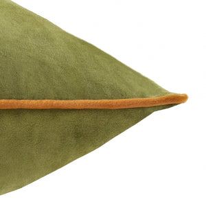 Meridian Velvet Cushion Olive/Ginger