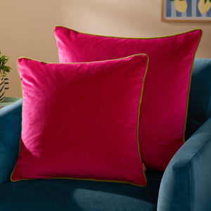 Meridian Velvet Cushion Hot Pink/Lime