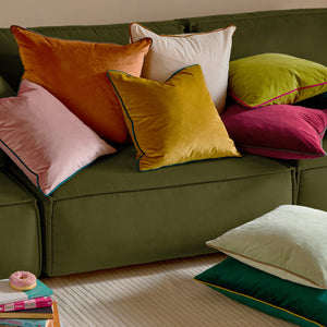 Meridian Velvet Cushion Eucalyptus/Natural