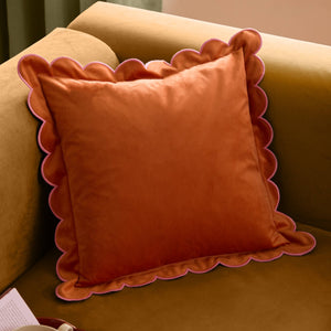 Ravioli Velvet Cushion Orange/Pink