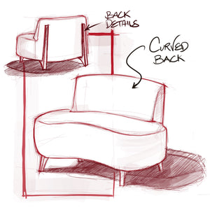 sketch drawing of the Marilyn curved sofa