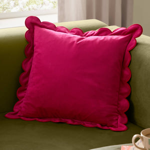 Ravioli Velvet Cushion Pink/Red
