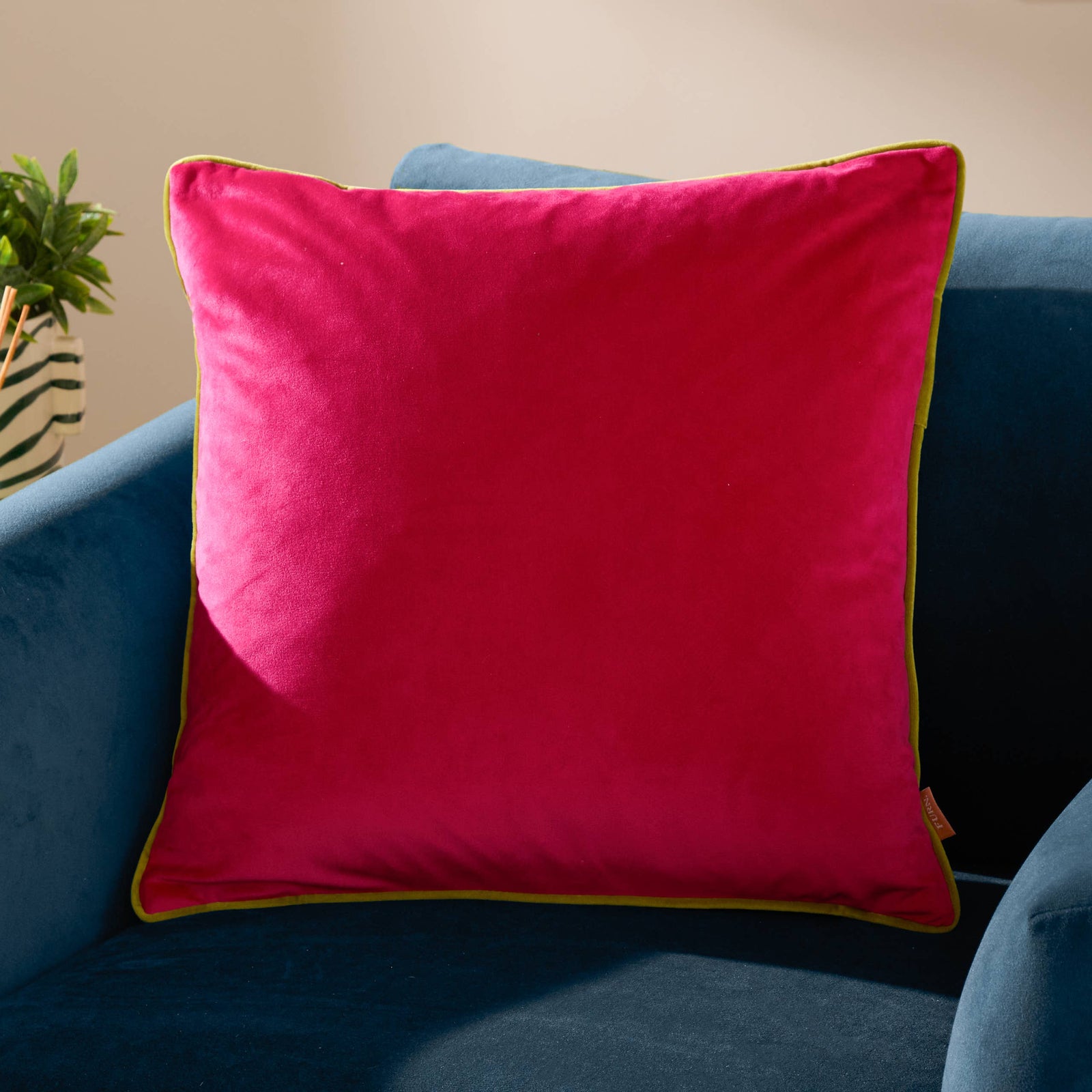 Meridian Velvet Cushion Hot Pink/Lime