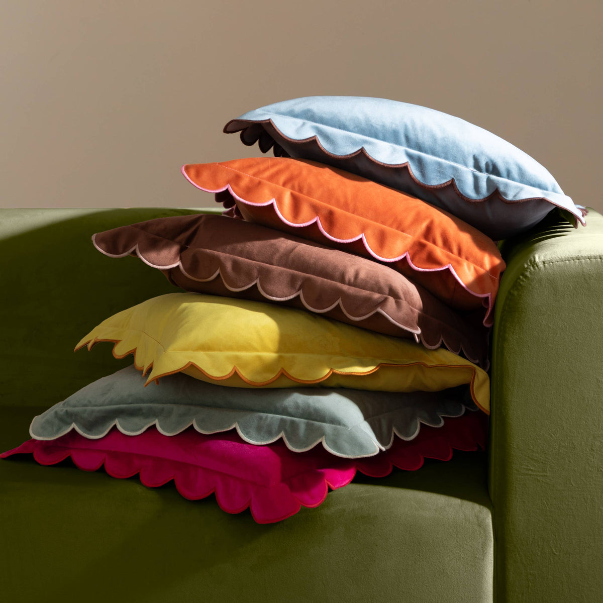 Ravioli Velvet Cushion Pink/Red
