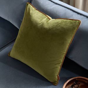 Meridian Velvet Cushion Olive/Ginger