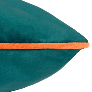 Meridian Velvet Cushion Teal/Clementine