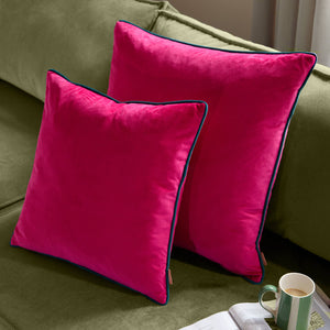 Meridian Velvet Cushion Raspberry/Teal