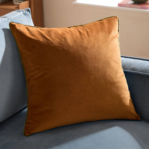 Meridian Velvet Cushion Ginger/Olive