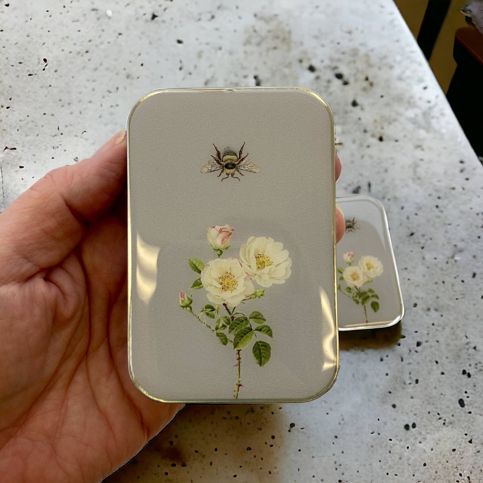 Bee and Rose stitch marker tin
