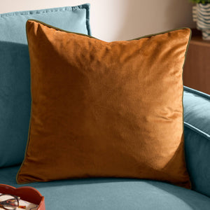 Meridian Velvet Cushion Ginger/Olive
