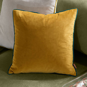 Meridian Velvet Cushion Ochre/Teal