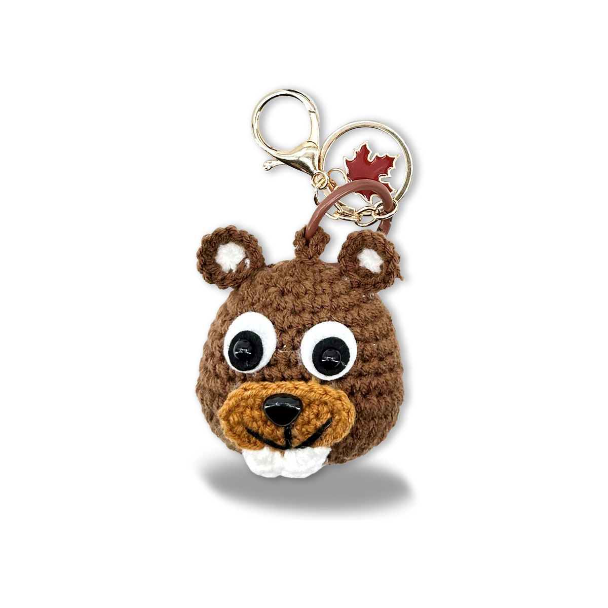 Hand-Crocheted Beaver Plush Bag Charm Keychain