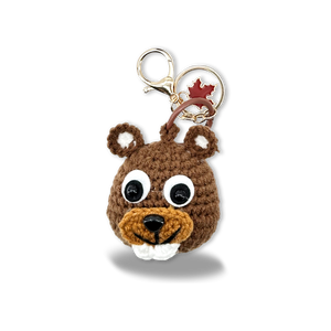 Hand-Crocheted Beaver Plush Bag Charm Keychain