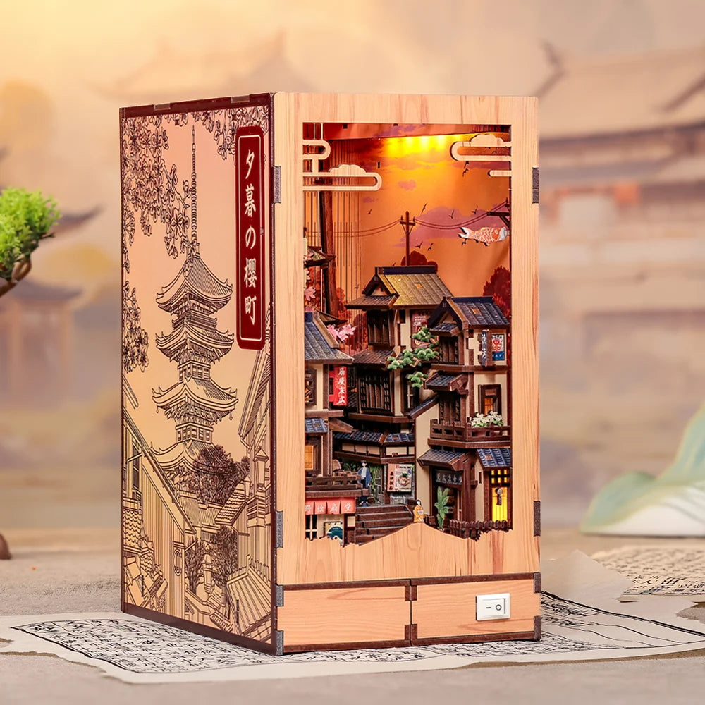 Pagoda at Twilight & Sakura Path - DIY Book Nook Kit