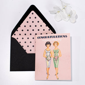 Vintage Brides Lesbian LGBTQ Mrs and Mrs Wedding Card
