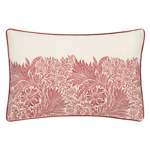 William Morris Marigold Embroidered Cushion-Russet