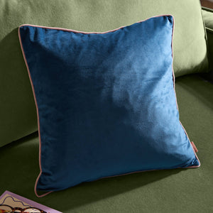 Meridian Velvet Cushion Petrol/Blush