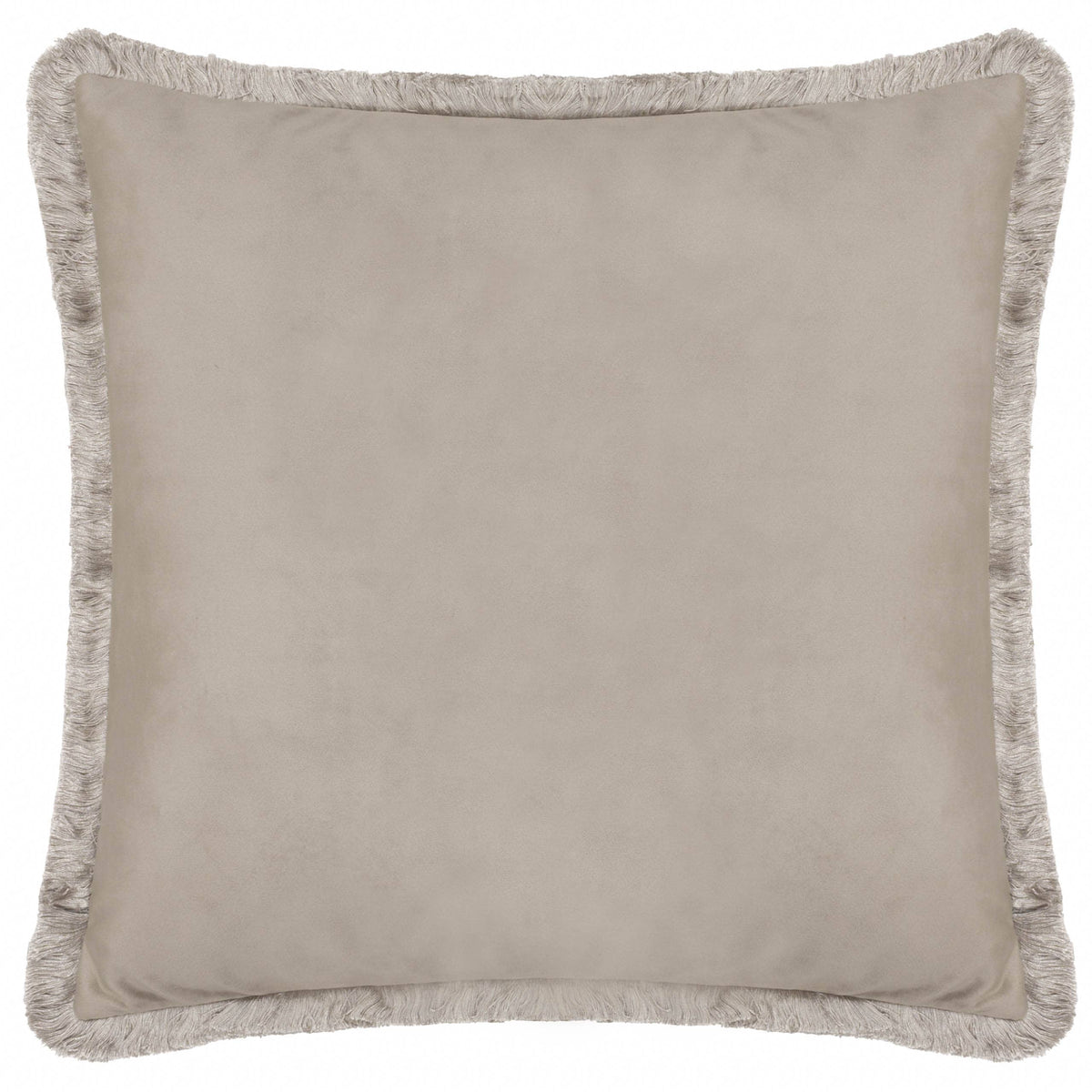 William Morris Strawberry Thief Embroidered Velvet Cushion-Biscuit