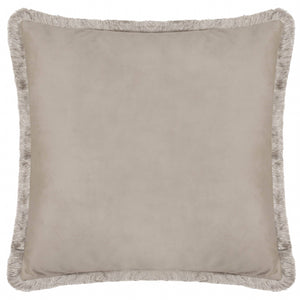 William Morris Strawberry Thief Embroidered Velvet Cushion-Biscuit