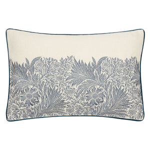 William Morris Marigold Embroidered Cushion-Indigo