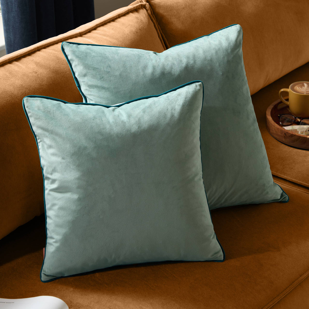 Meridian Velvet Cushion Mineral/Teal