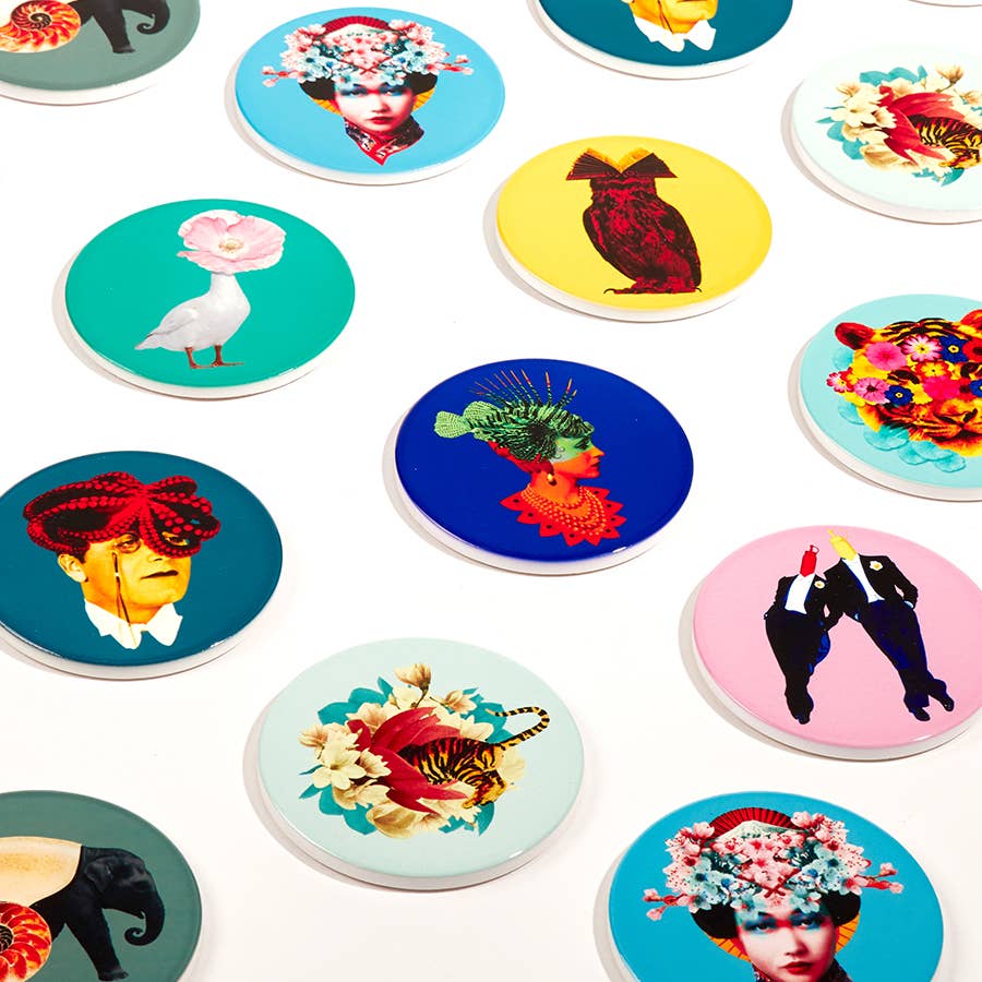 Lotus ceramic coaster set of 4