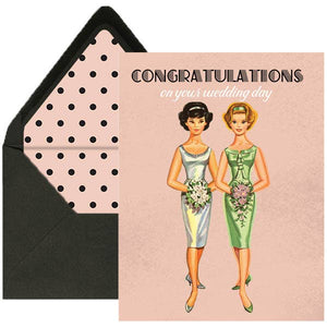 Vintage Brides Lesbian LGBTQ Mrs and Mrs Wedding Card