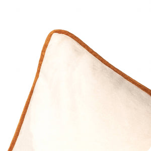 Meridian Velvet Cushion Ecru/Ginger