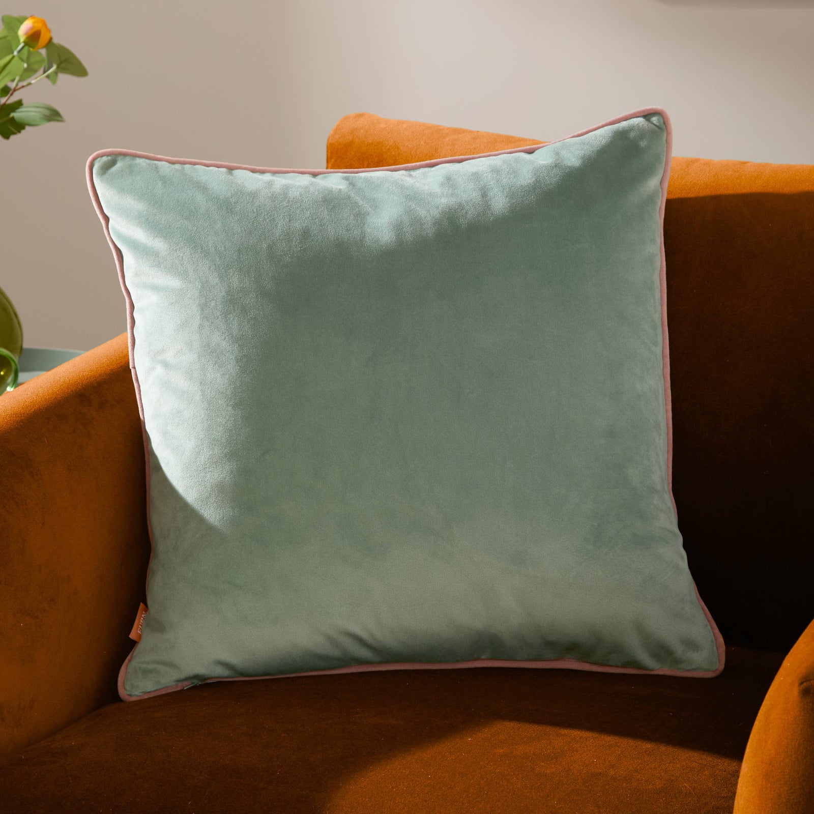 Meridian Velvet Cushion Mineral/Blush