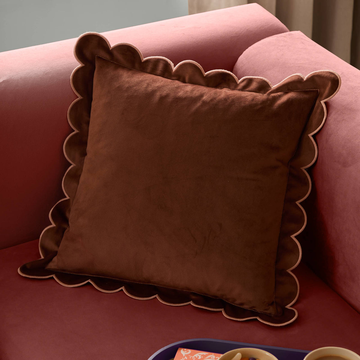 Ravioli Velvet Cushion Chestnut/Slipper