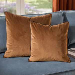 Meridian Velvet Cushion Caramel/Chocolate