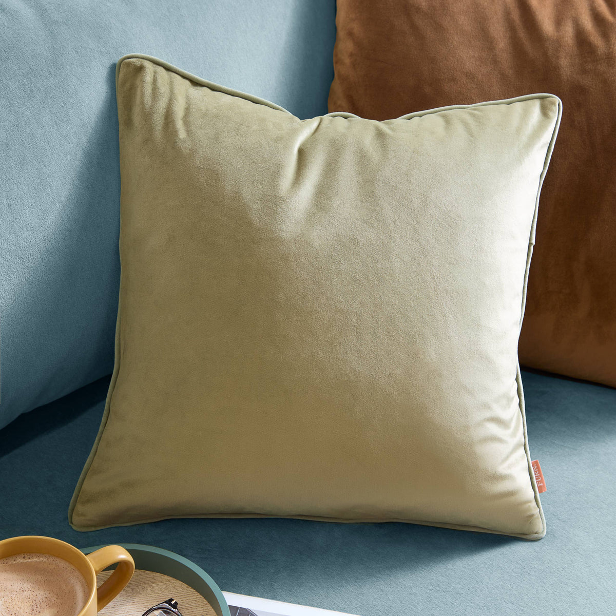 Meridian Velvet Cushion Sage/Green
