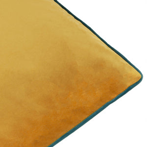 Meridian Velvet Cushion Ochre/Teal