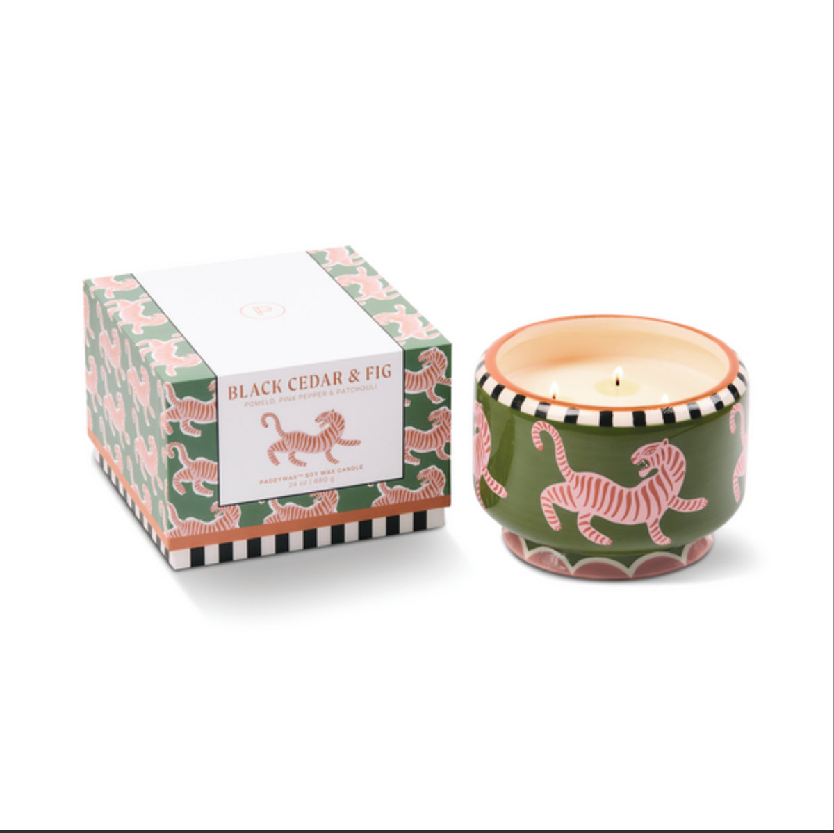 Tiger Candle Black Cedar & Fig - 24oz. 4 Wick
