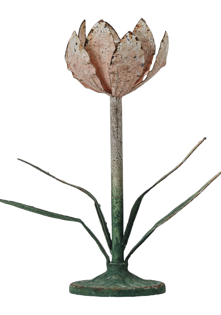 Metal Toleware Flower Candle Holder