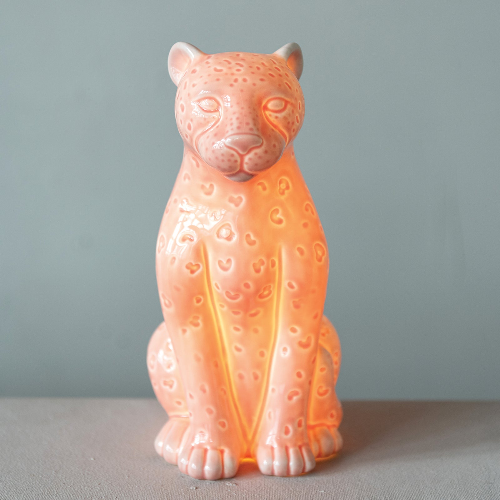 Stoneware Leopard Lamp